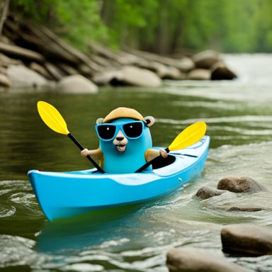 Go Blue Gopher goes kayaking.