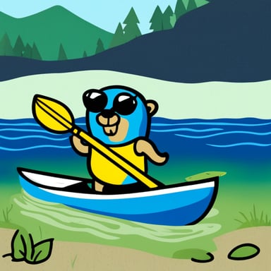 Go Blue Gopher goes kayaking.
