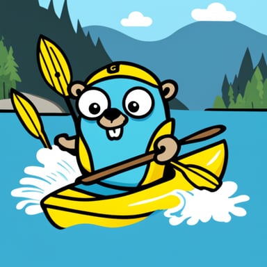 Go Blue Gopher goes kayaking.