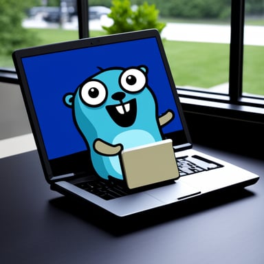 A go blue gopher destroyed a laptop.