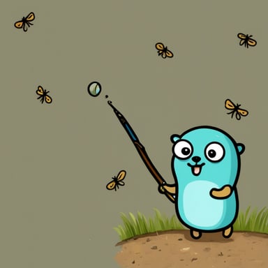 Go Blue Gopher catches bugs.