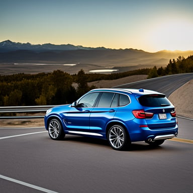 Cool go blue gopher in BMW X3 on the highway