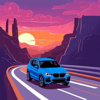 Cool go blue gopher in BMW X3 on the highway