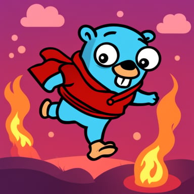 Go Blue Gopher running to the fire