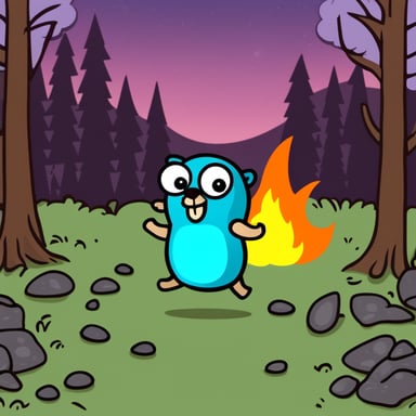 Go Blue Gopher running to the fire