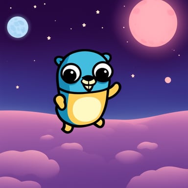 Go Blue Gopher flying to the moon.