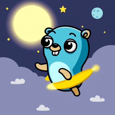 Go Blue Gopher flying to the moon.