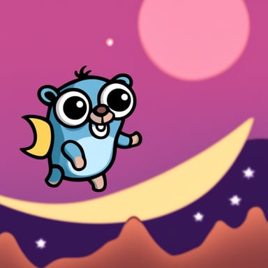 Go Blue Gopher flying to the moon.