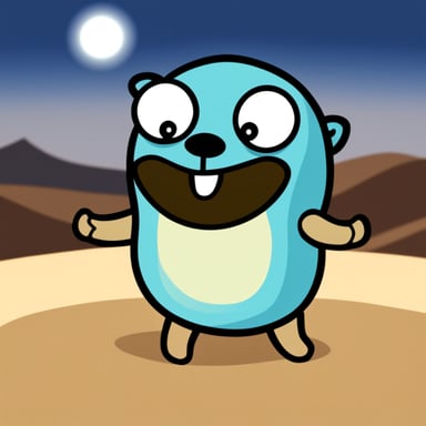 Go Blue Gopher smiling in the desert.