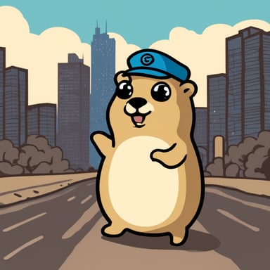 Sigma gopher around infrastructure becomes Go Blue Gopher around infrastructure.