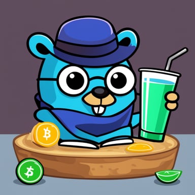 Go Blue Gopher drinks energetic drink and writes code for crypto exchanges.