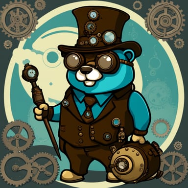 Steampunk style Go Blue Gopher