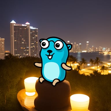 Go Blue Gopher is relaxing in Miami.