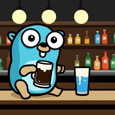 Go Blue Gopher sits in a bar.