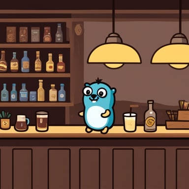 Go Blue Gopher sits in a bar.