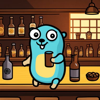 Go Blue Gopher sits in a bar.