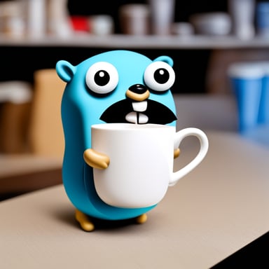 Go Blue Gopher getting rid of a coffee cup.