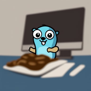 Go blue gopher in web tired of Java.