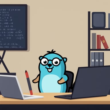 Go Blue Gopher writes code in C++.