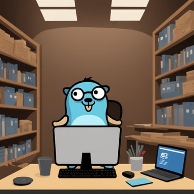 Go Blue Gopher writes code in C++.