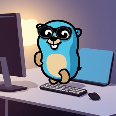 Go Blue Gopher writes code in C++.