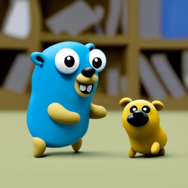 Go blue gopher with dog