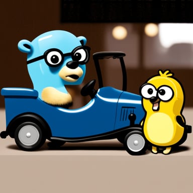 Go blue gopher driving as Gosling.
