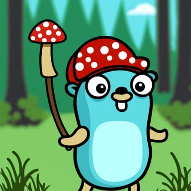Go blue gopher with mushroom hat