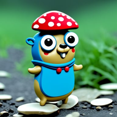 Go blue gopher with mushroom hat