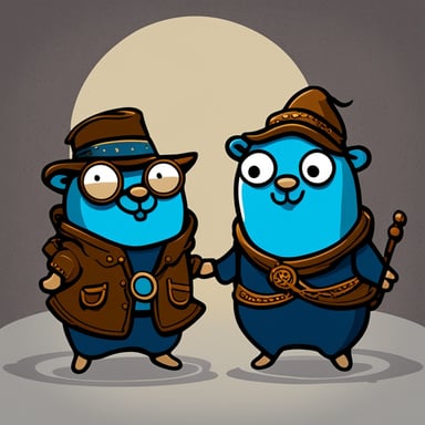 One beggar go blue gopher and one rich go blue gopher.