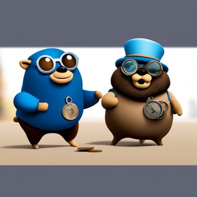 One beggar go blue gopher and one rich go blue gopher.