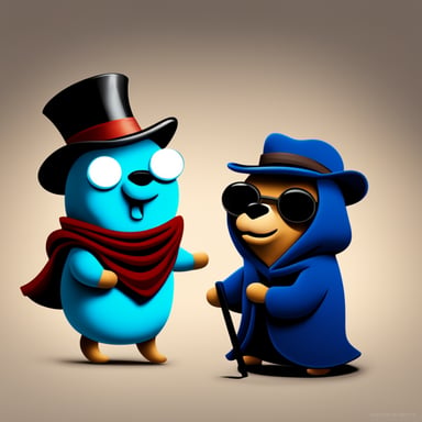 One beggar go blue gopher and one rich go blue gopher.