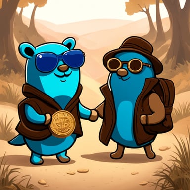 One beggar go blue gopher and one rich go blue gopher.