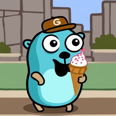 go blue gopher sucks an ice cream