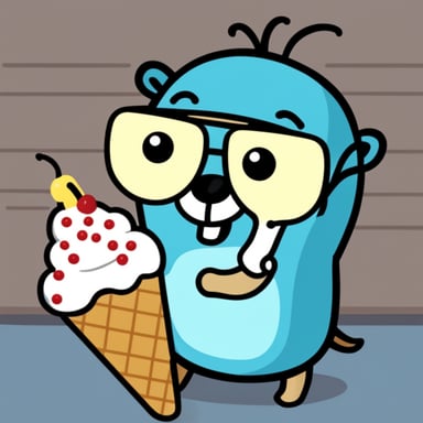 go blue gopher sucks an ice cream