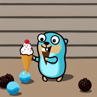 go blue gopher sucks an ice cream