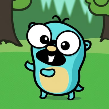 Go Blue Gopher running in circles and says, Panic!