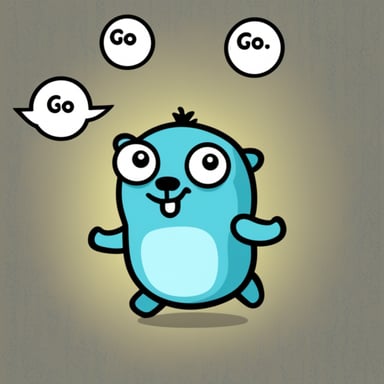 Go Blue Gopher running in circles and says, Panic!