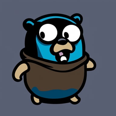 Go blue gopher as angry black mist gopher.