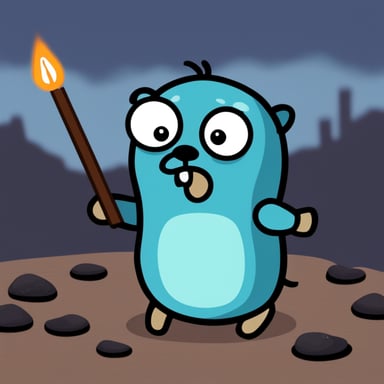 Go blue gopher as angry black mist gopher.