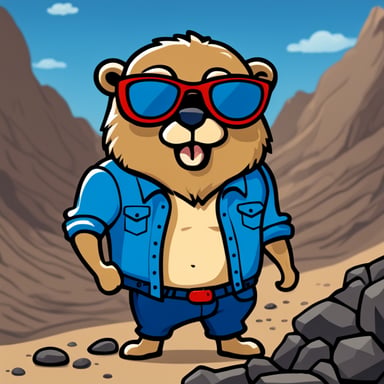 Brutal muscular go blue gopher with sunglasses
