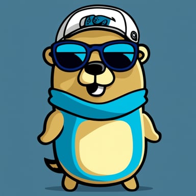 Brutal muscular go blue gopher with sunglasses
