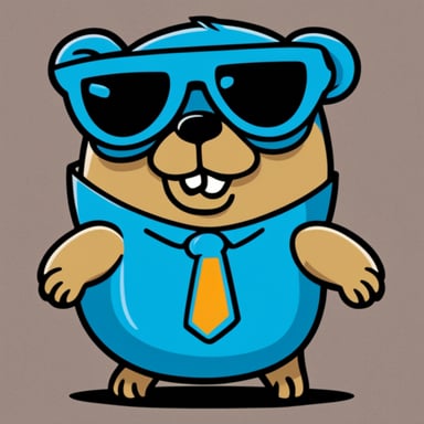 Brutal muscular go blue gopher with sunglasses