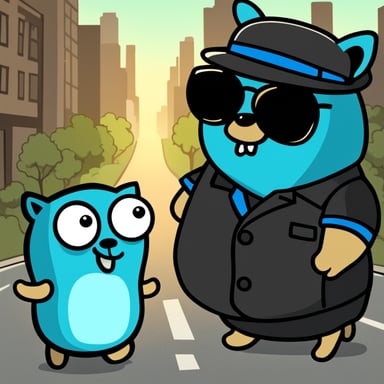 Go Blue Gopher walking on town with its own black kitty cat.
