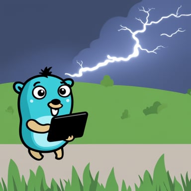 Go Blue Gopher stands to connect lightning and thunderstorms.