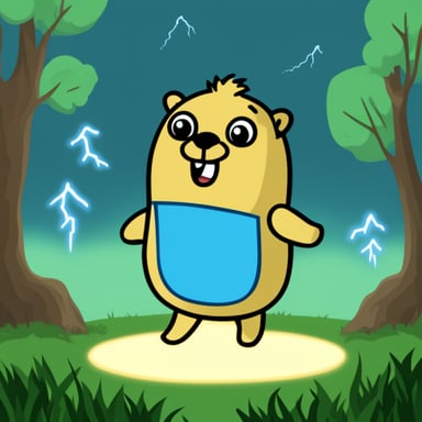Go Blue Gopher stands to connect lightning and thunderstorms.