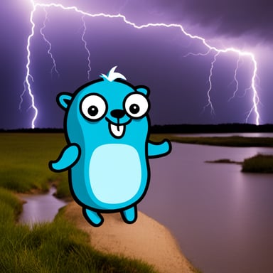 Go Blue Gopher stands to connect lightning and thunderstorms.
