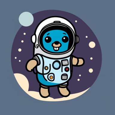 Go Blue Gopher in spacesuit.