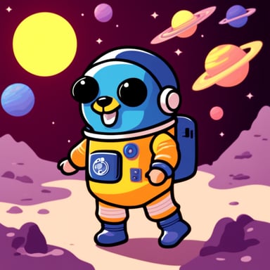 Go Blue Gopher in spacesuit.