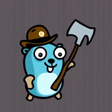 Go Blue Gopher with hammer
